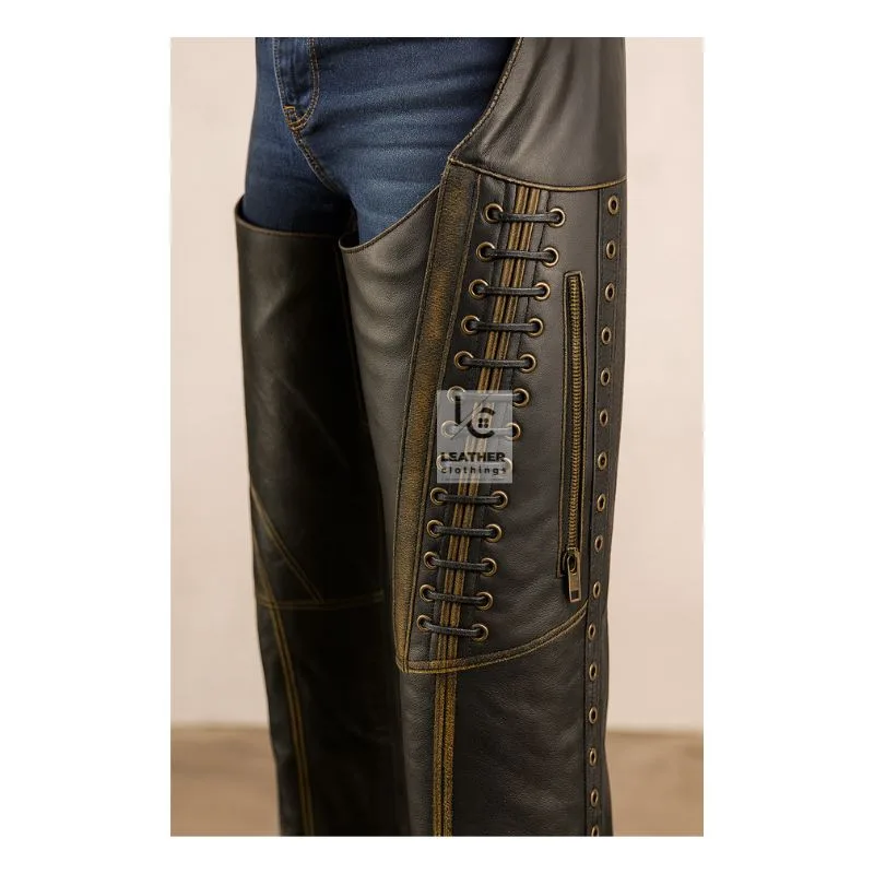 Women’s Brown Distressed Leather Chaps