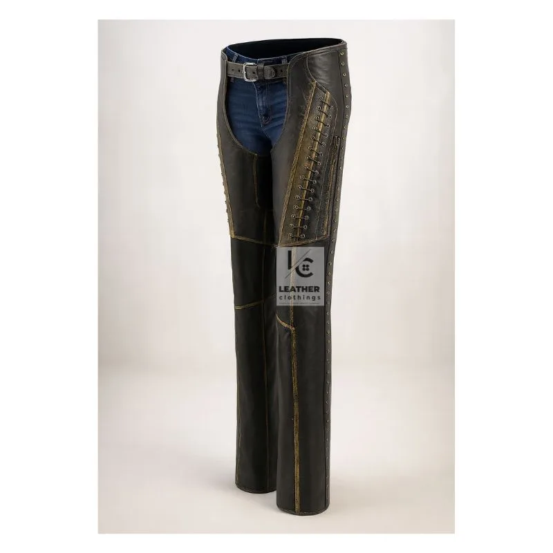 Women's Brown Distressed Leather Chaps