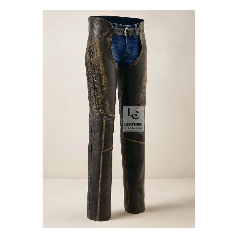 Women’s Brown Distressed Leather Chaps