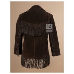 Women's Brown Suede Fringe Western Jacket WCJ11 Back Side