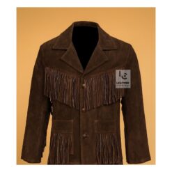 Women's Brown Suede Fringe Western Jacket WCJ11 Front Side