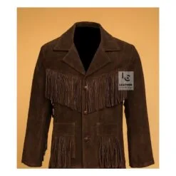 Women's Brown Suede Fringe Western Jacket WCJ11 Front Side