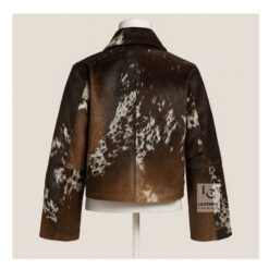 Women’s Cropped Hair-On Cowhide Leather Jacket - Back Side