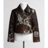 Women’s Cropped Hair-On Cowhide Leather Jacket - Front Side