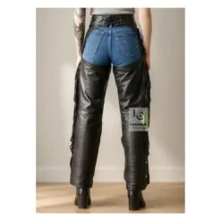 Womens Fringe Braided Leather Assless Chaps