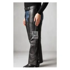 Womens Fringe Braided Leather Assless Chaps