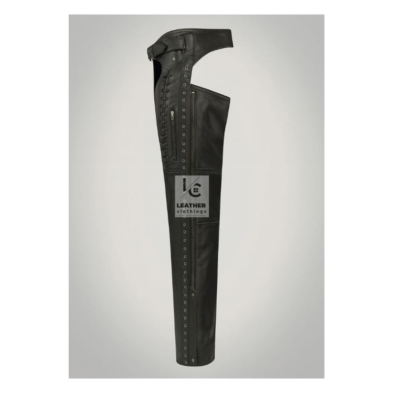 Women's Genuine Leather Black Riding Chaps