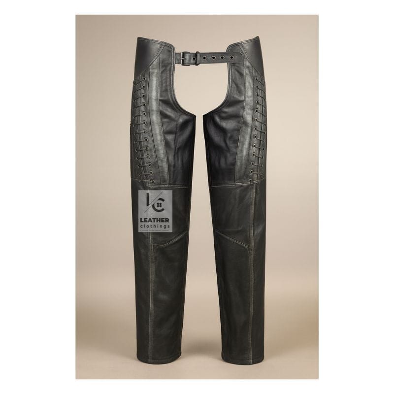 Women's Genuine Leather Black Riding Chaps