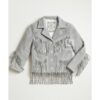 Women’s Gray Suede Fringe Western Jacket