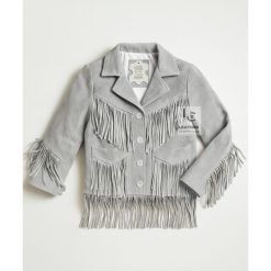Women’s Gray Suede Fringe Western Jacket