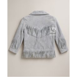 Women's Gray Suede Fringe Western Jacket