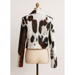 Women's Hair-On Cowhide Leather Biker Jacket WHJ3 BS