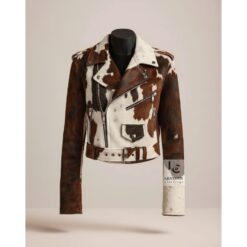 Women's Hair-On Cowhide Leather Biker Jacket WHJ3