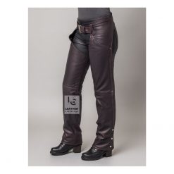 Pruple Leather Motorcycle Chaps for Women