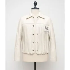 Women’s White Leather Fringe Western Jacket