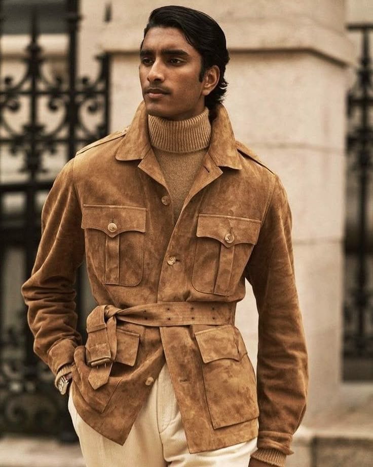 Premium Suede Jacket Men - Safari Jacket