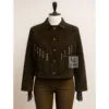Women’s suede fringe jacket in brown with beaded Western detailing