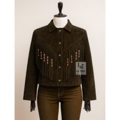 Suede Fringe Jacket for Womens - Beaded Jacket