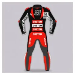 Premium Track-Style Leather Race Suit for Motorcyclists Back Side