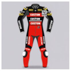 Premium Track-Style Leather Race Suit for Motorcyclists Front Side
