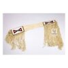 Beige suede fringed rifle cover with triangle beadwork pattern