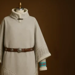 Women's Western Suede Fringe Poncho - Native American Style Cape Coat