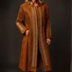 Handmade Suede Fringe Duster Coat