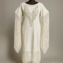 White Suede Fringe Dress - Traditional Powwow Fringe Dress
