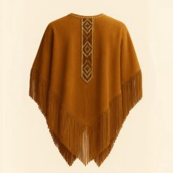 Alternative view of Boho Fringe Suede Poncho - Beaded Western Cape | SFM15