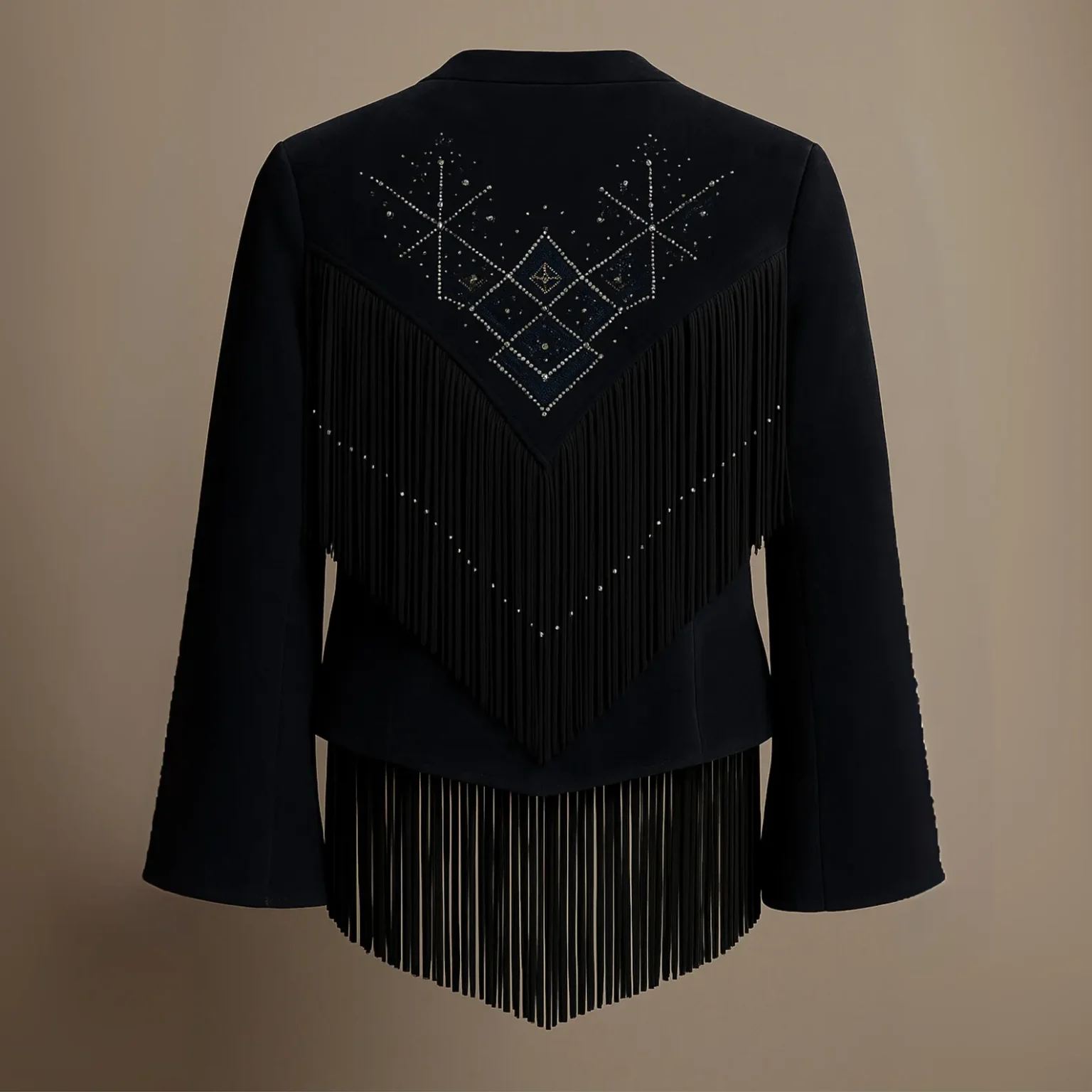 beaded fringe suede jacket dress