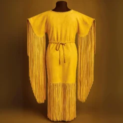 Suede Fringe Powwow Dress - Beaded Native American Regalia