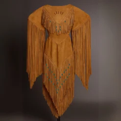 Native American Fringe Dress - Powwow Regalia with Turquoise Beads