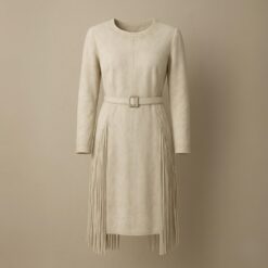 Western Suede Fringe Midi Dress