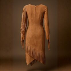 Women Hand Beaded Suede Fringe Dress