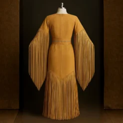 Alternative view of Boho Cowgirl Fringe Maxi Dress - Native American Style