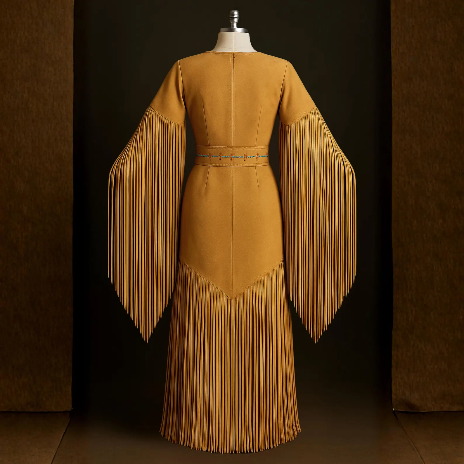 Boho Cowgirl Fringe Maxi Dress - Native American Style - Image 2