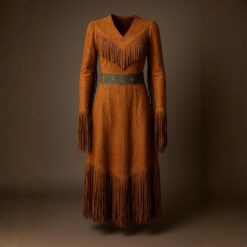 Western Suede Fringe Maxi Dress - Vintage Cowgirl Look
