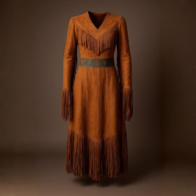 Western Suede Fringe Maxi Dress - Vintage Cowgirl Look