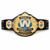 Premium replica world wrestling championship belt with black leather strap and gold plates
