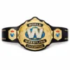 Premium replica world wrestling championship belt with black leather strap and gold plates