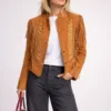 Women Western Cowgirl Rusty Brown Suede Military Jacket