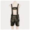 Bavarian Style Lederhosen Men in Chic Black with embroidered stag design, adjustable suspenders, and traditional black leather finish
