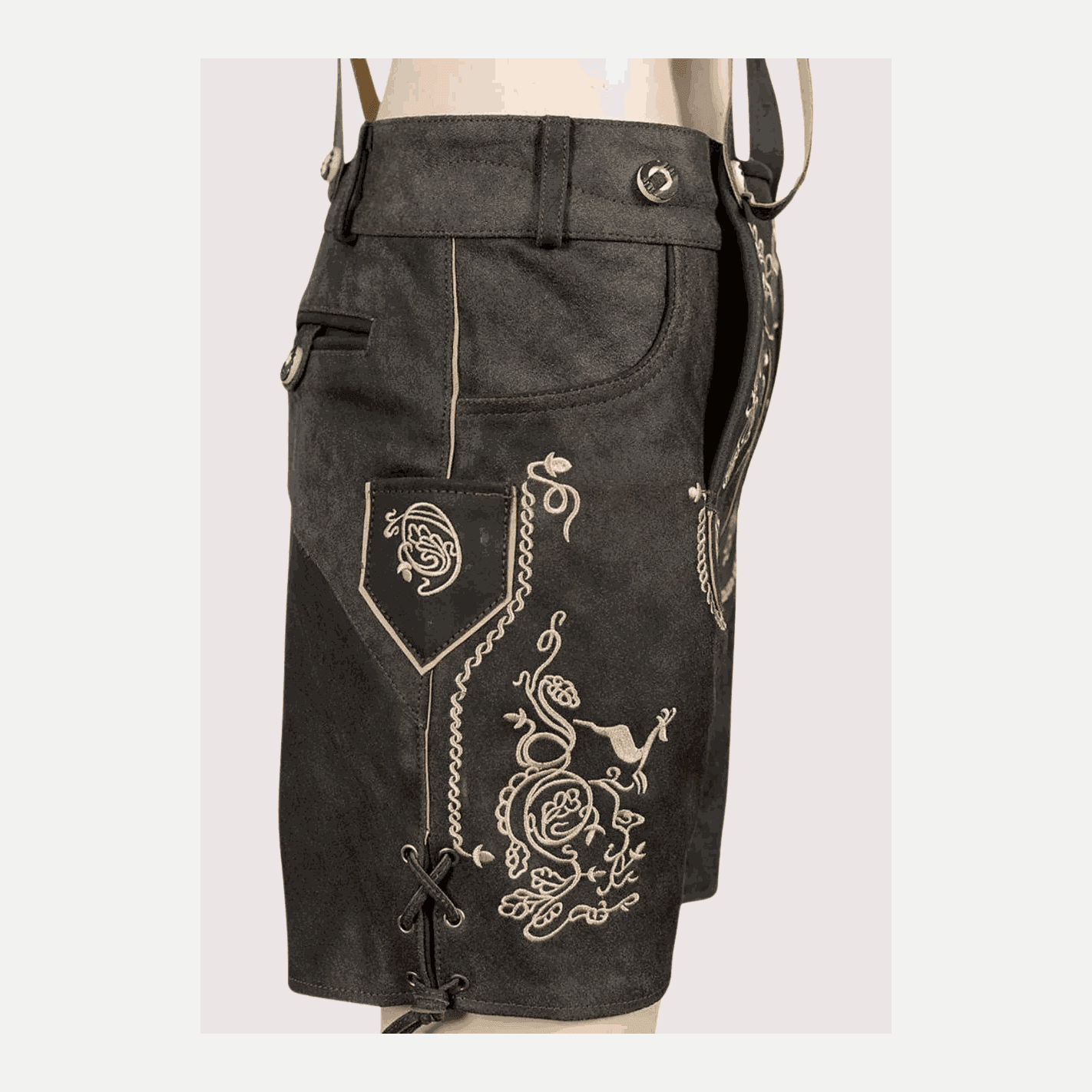 Bavarian Style Lederhosen Men in Chic Black - Image 3
