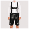 Handcrafted Vintage German Premium Lederhosen in black buffalo leather with embroidered suspenders