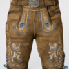 Men's Brown Lederhosen Oktoberfest genuine suede leather front view