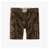 Men's Dark Brown Leather Lederhosen front view with traditional Bavarian embroidery