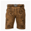 Men's Brown Traditional Lederhosen front view in genuine suede leather