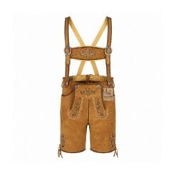 Alpine Stag suede lederhosen with Royal vine embroidery and matching embroidered suspenders