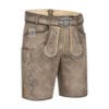 Ashen Oak Genuine Leather Lederhosen in ashen oak gray with floral embroidery
