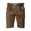 Ashen Oak Genuine Leather Lederhosen in ashen oak gray with floral embroidery